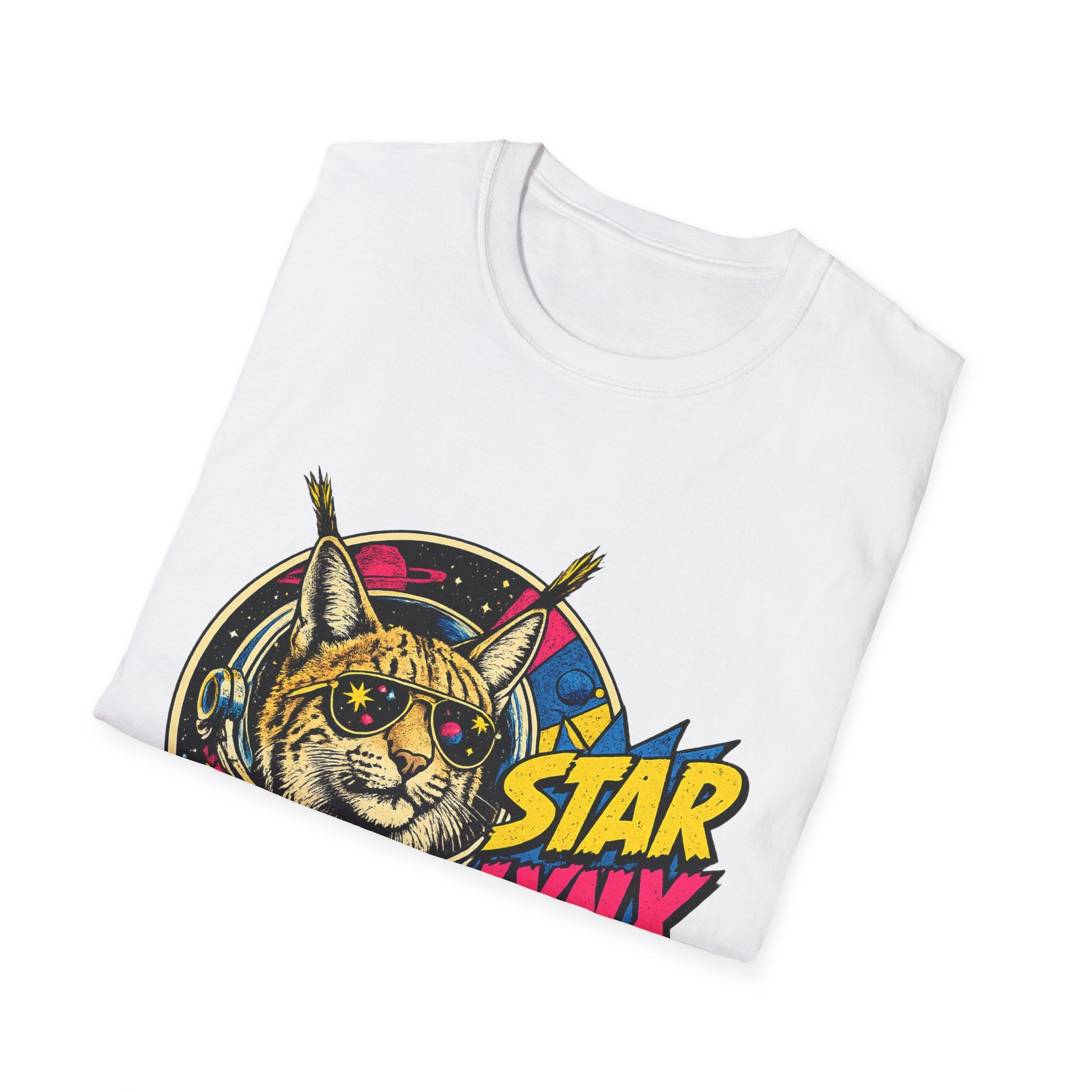 Star Lynx Cat Astronaut T-Shirt — Retro Space Graphic Tee